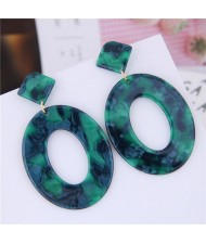 Leopard Prints Acrylic Hoop High Fashion Women Alloy Earrings - Green