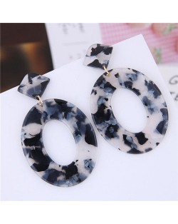 Leopard Prints Acrylic Hoop High Fashion Women Alloy Earrings - Gray