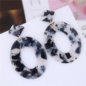 Leopard Prints Acrylic Hoop High Fashion Women Alloy Earrings - Gray