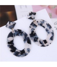 Leopard Prints Acrylic Hoop High Fashion Women Alloy Earrings - Gray