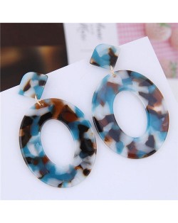 Leopard Prints Acrylic Hoop High Fashion Women Alloy Earrings - Blue