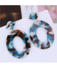 Leopard Prints Acrylic Hoop High Fashion Women Alloy Earrings - Blue