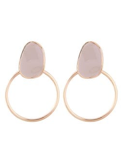 Oil-spot Glazed Decorated Hoop Fashion Women Costume Earrings - White
