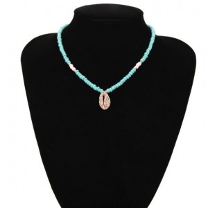 Tribe Style Colorful Seashell Turquoise Beads Chain Women Fashion Costume Necklace