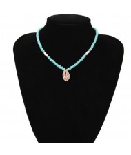 Tribe Style Colorful Seashell Turquoise Beads Chain Women Fashion Costume Necklace