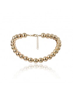 Shining Alloy Beads Short Style Women Fashion Statement Necklace - Golden