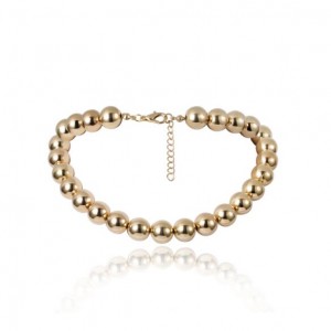 Shining Alloy Beads Short Style Women Fashion Statement Necklace - Golden