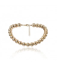 Shining Alloy Beads Short Style Women Fashion Statement Necklace - Golden
