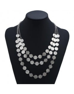 Rhinestone Inlaid Elegant Flowers Women Fashion Alloy Costume Necklace - Black