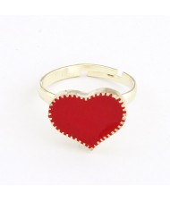 Oil-spot Glazed Sweet Heart Women Fashion Ring - Red
