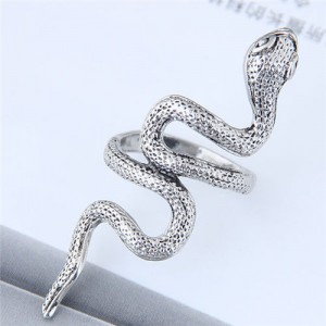 Vintage Silver Snake Design Women Fashion Ring