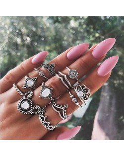 Multiple Elements Vintage Women Rings Combo