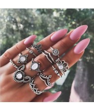 Multiple Elements Vintage Women Rings Combo