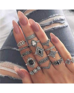 Vintage Floral Fashion Women Rings Combo