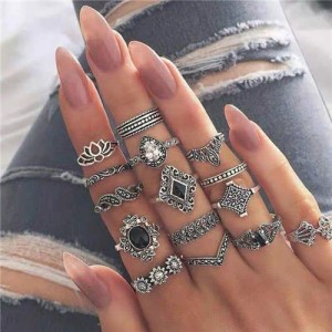 Vintage Floral Fashion Women Rings Combo
