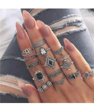 Vintage Floral Fashion Women Rings Combo
