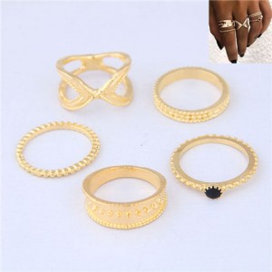 Street High Fashion 5pcs Women Rings Combo