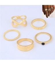 Street High Fashion 5pcs Women Rings Combo