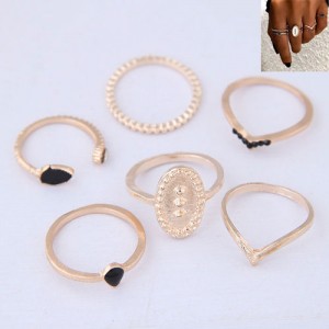 Concise Fashion 6pcs Women Rings Combo