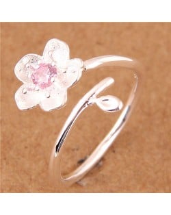 Sweet Flower Open-end Fashion Women Copper Ring