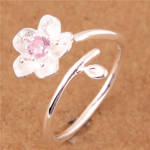 Sweet Flower Open-end Fashion Women Copper Ring