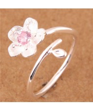 Sweet Flower Open-end Fashion Women Copper Ring