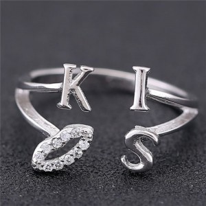 Sweet Kiss Fashion Women Ring - Silver