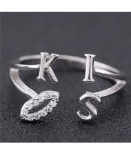 Sweet Kiss Fashion Women Ring - Silver