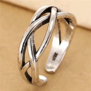 Weaving Style Vintage Fashion Open-end Design Women Ring