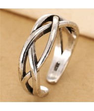 Weaving Style Vintage Fashion Open-end Design Women Ring
