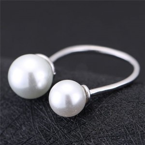 Asymmetric Pearls Embellished Women Fashion Ring