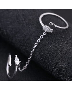Cubic Zirconia Embellished Chain Linked Rings Combo