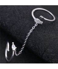 Cubic Zirconia Embellished Chain Linked Rings Combo