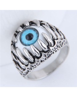 Eye Fashion Vintage Silver Fashion Ring - Blue