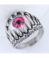 Eye Fashion Vintage Silver Fashion Ring - Red