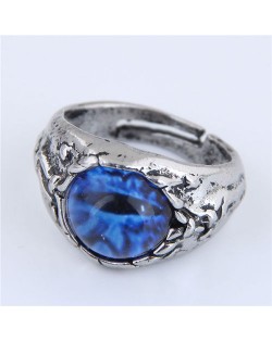 Eye Ball Embellished Punk High Fashion Vintage Ring - Blue