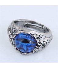 Eye Ball Embellished Punk High Fashion Vintage Ring - Blue