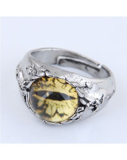 Eye Ball Embellished Punk High Fashion Vintage Ring - Yellow
