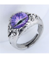 Eye Ball Embellished Punk High Fashion Vintage Ring - Purple