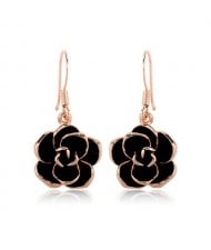 Black Flower Pendant Design Women Rose Gold Earrings