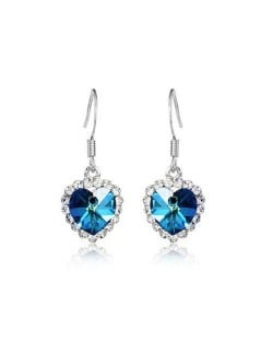 Saphire Crystal Embellished Heart Shape Earrings - Platinum