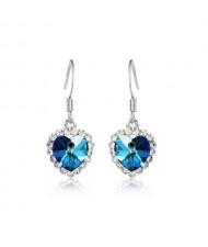Saphire Crystal Embellished Heart Shape Earrings - Platinum