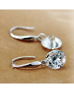 Shining Cubic Zirconia Pendant Korean Fashion 18k Platinum Plated Earrings