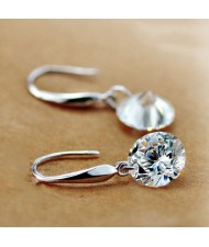 Shining Cubic Zirconia Pendant Korean Fashion 18k Platinum Plated Earrings