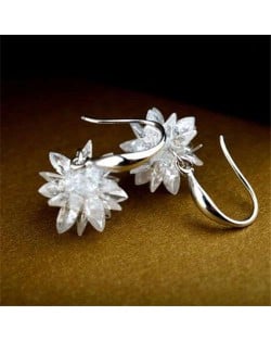 Crystal Flower Korean Fashion Earrings - 18k Platinum Plated