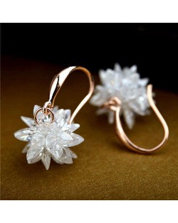 Crystal Flower Korean Fashion Earrings - 18k Rose Gold Plated