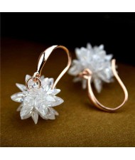 Crystal Flower Korean Fashion Earrings - 18k Rose Gold Plated