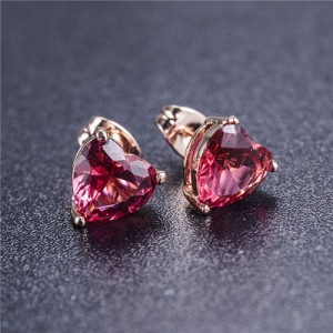 Cubic Zirconia Heart Design Rose Gold Earrings