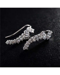 Elegant Cubic Zirconia Embellished Shining Style Earrings - 18k Platinum Plated