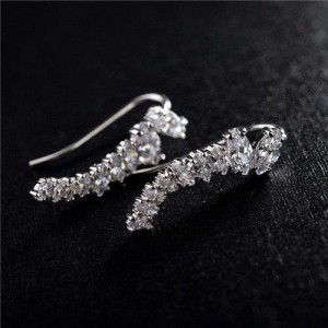 Elegant Cubic Zirconia Embellished Shining Style Earrings - 18k Platinum Plated